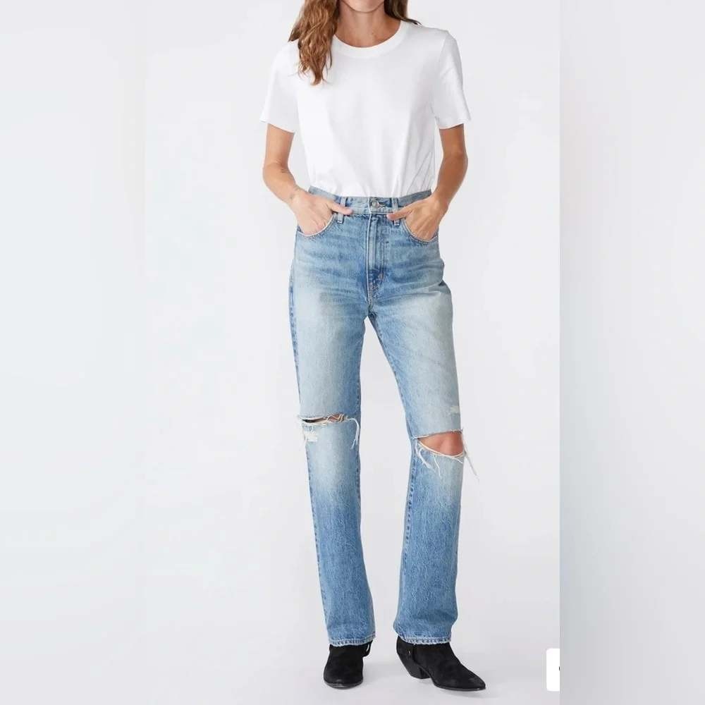 SLVRLAKE London High Rise Straight Leg Jeans Alabama Shake Distressed 27
